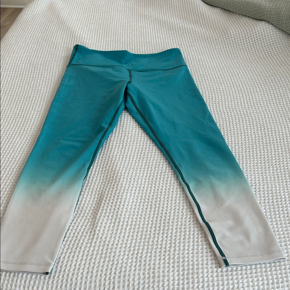 Teal and White Zyia Leggings